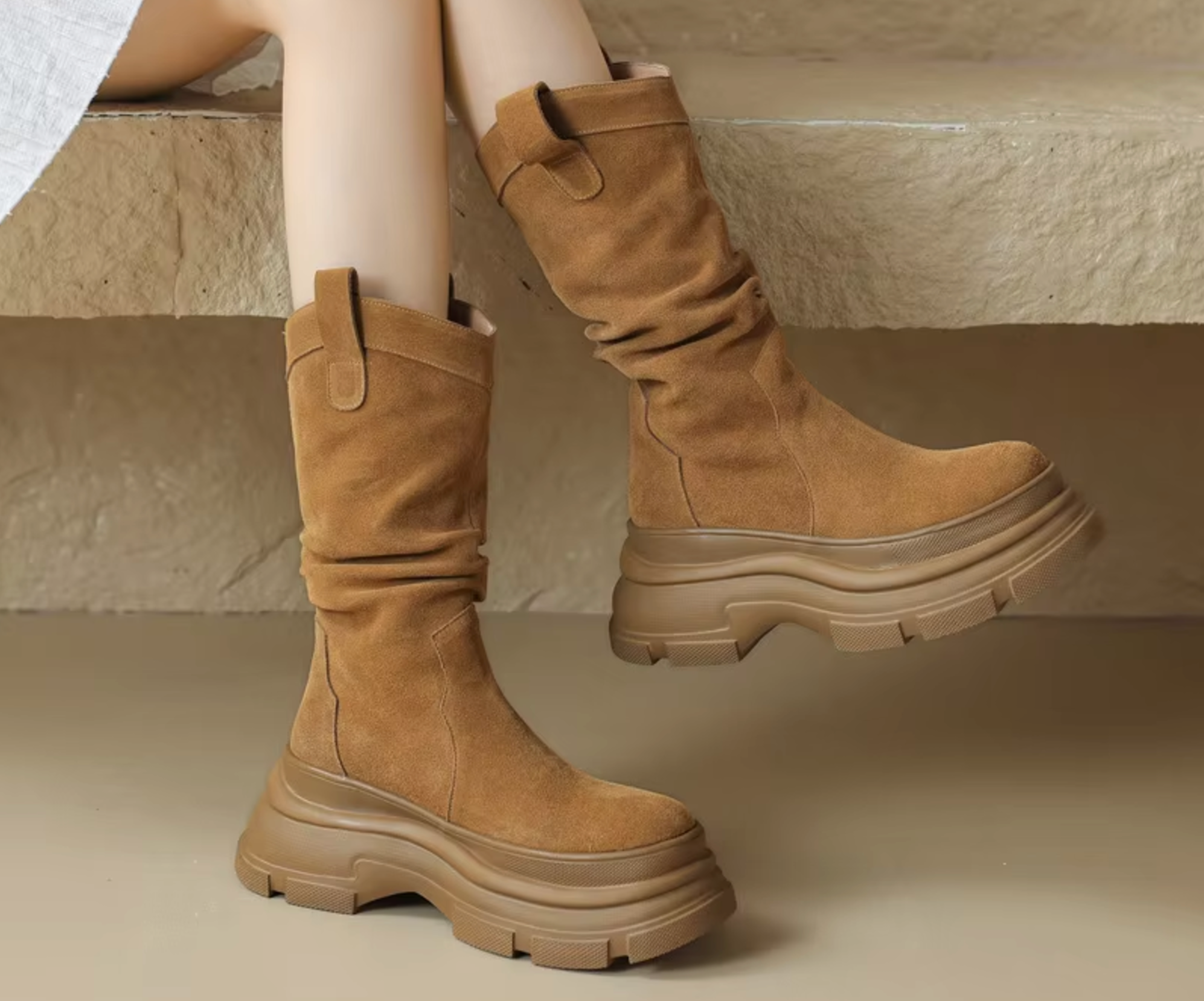 Ella – Bottes à plateforme épaisses en cuir