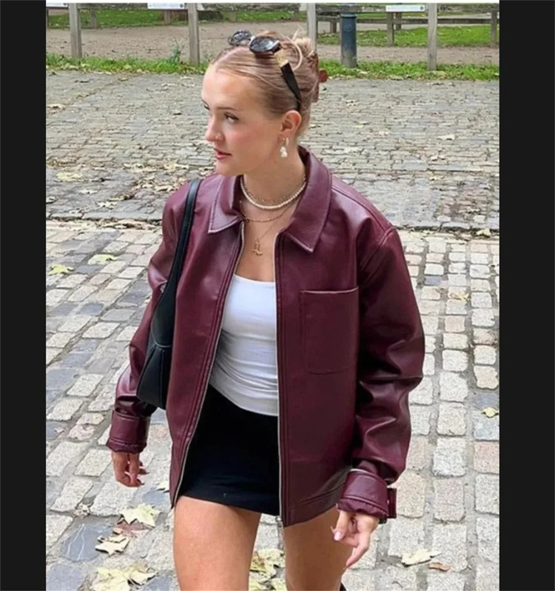 Le Clair™ |Veste d'automne rouge de luxe en cuir