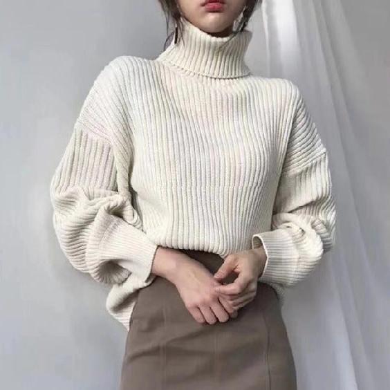 Le Clair™ | Luxe Pull à col roulé et à manches ballon