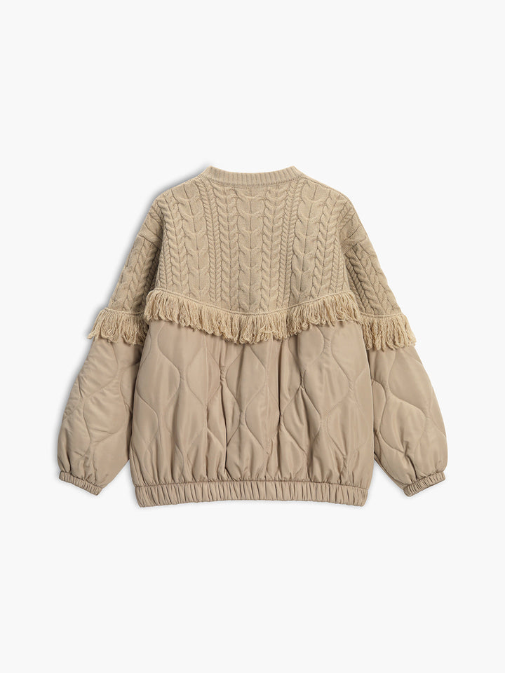 Le Clair™ | Veste matelassée en tricot torsadé patchwork