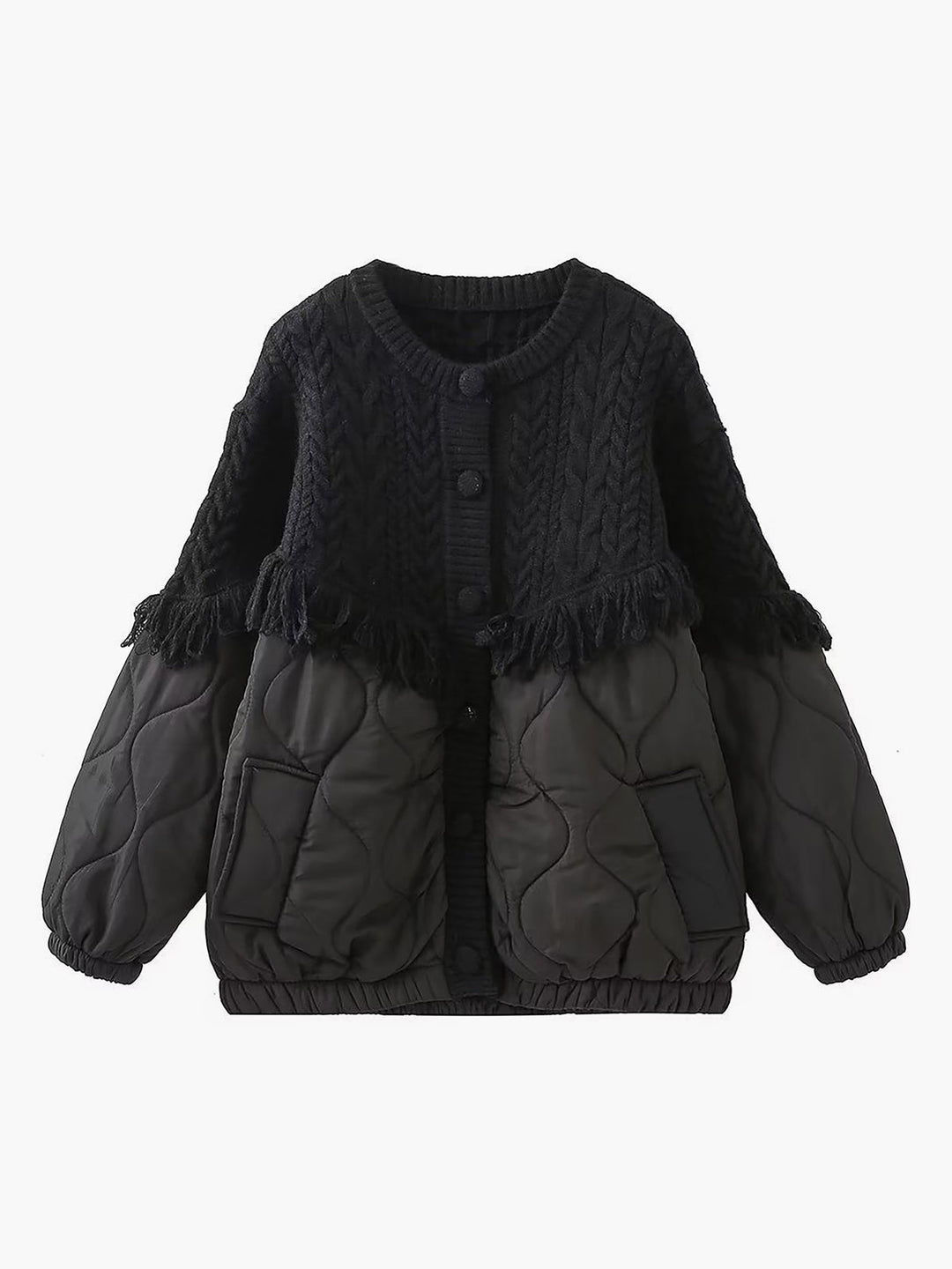 Le Clair™ | Veste matelassée en tricot torsadé patchwork