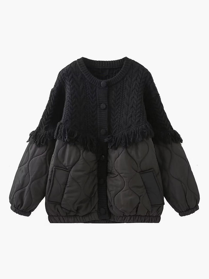 Le Clair™ | Veste matelassée en tricot torsadé patchwork