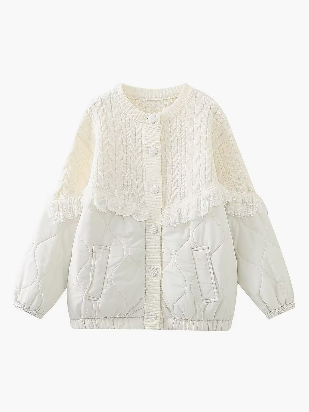 Le Clair™ | Veste matelassée en tricot torsadé patchwork