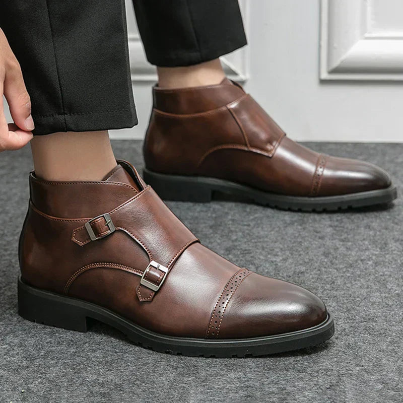 Alain™ - Bottes monk en cuir double avec lanières