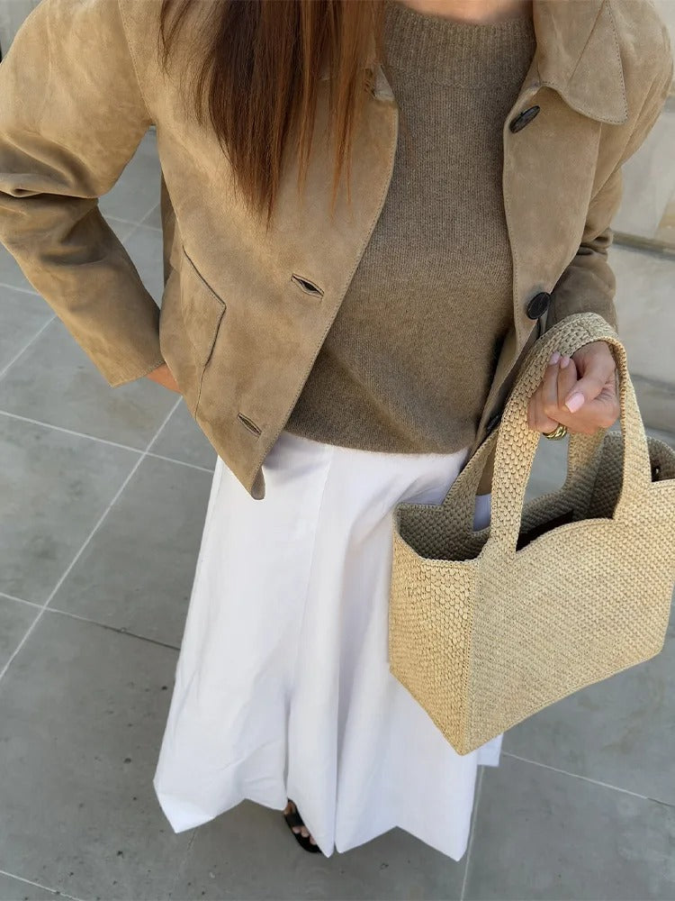 Le Clair™ | Veste en cuir beige