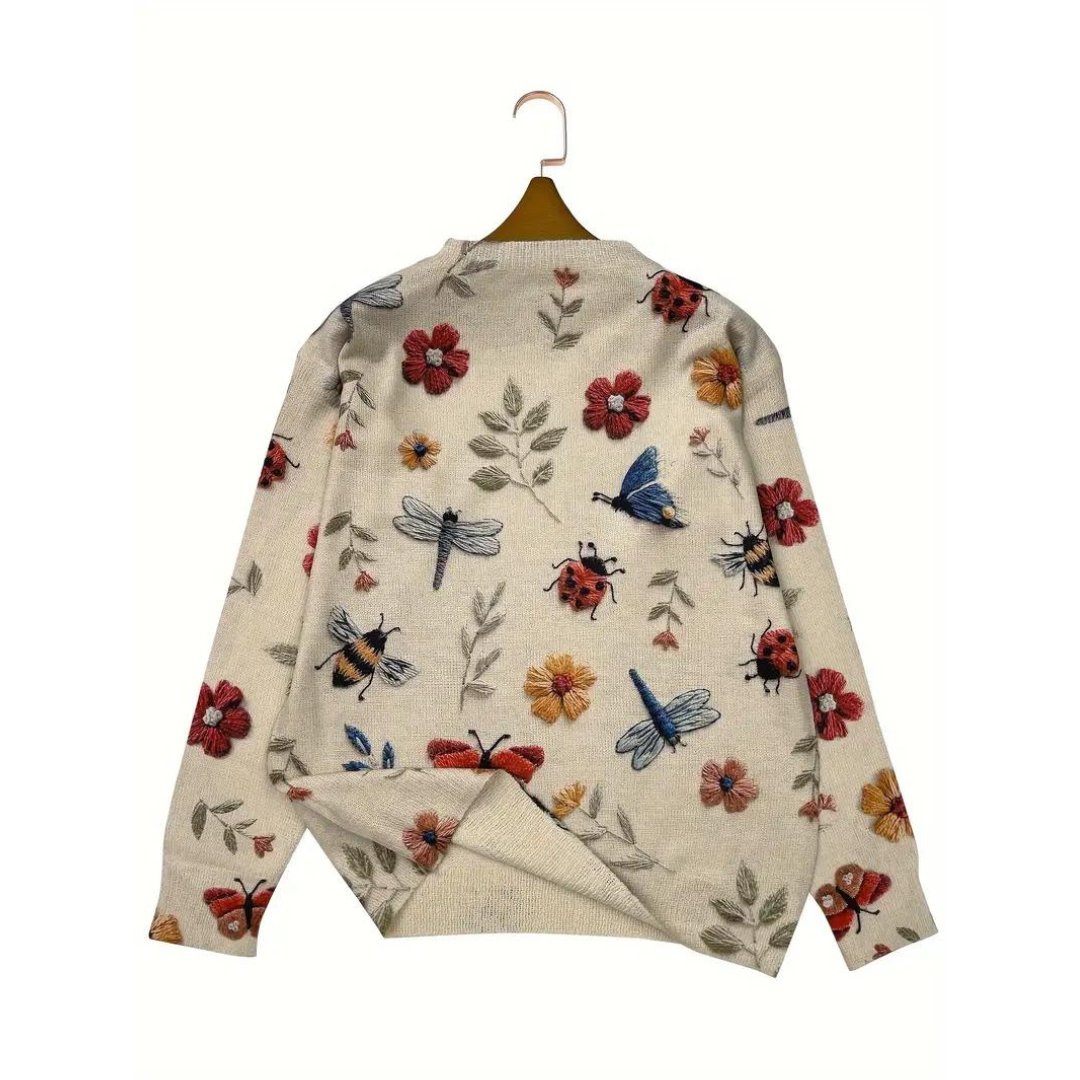 Isaline™ | Pull à col roulé à motif floral pour femmes